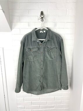 Roxy Green Ribbed Corduroy Oversized Button Down Shirt Size M